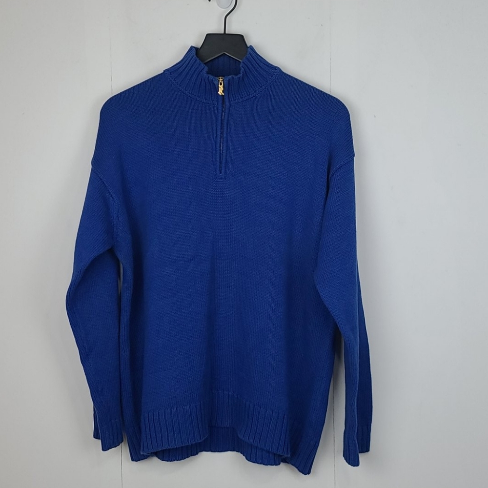 Vintage LRL Cobalt Blue Quarter Zip Pullover Large